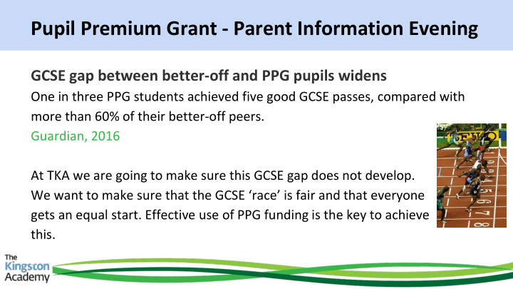 pupil premium grant parent information evening