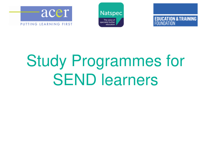 send learners aims for the day