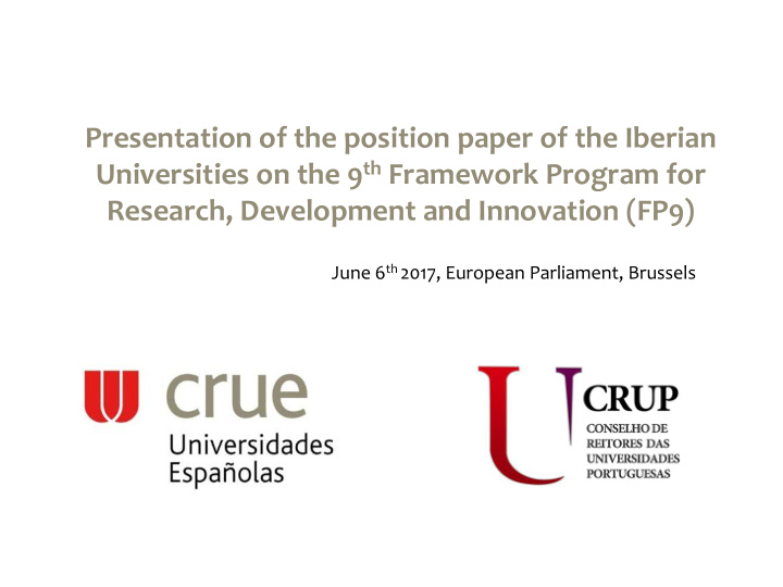 presentation of the position paper of the iberian