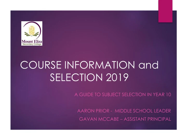 selection 2019