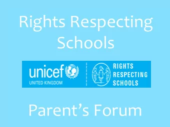 Schools Parents Forum  What is a Rights Respecting  School?  A Rights Respecting School