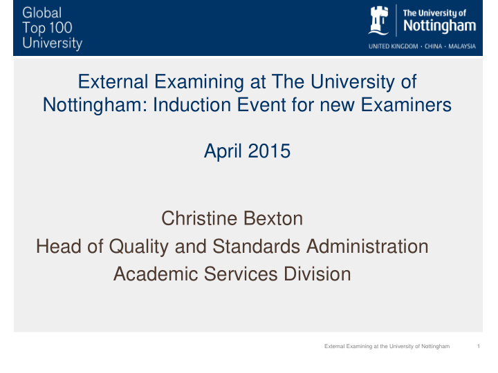 external examining at the university of nottingham