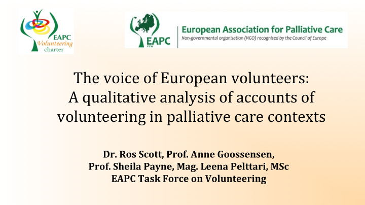 the voice of european volunteers a qualitative analysis