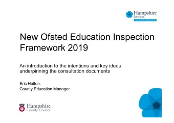 New Ofsted Education Inspection  Framework 2019  An introduction to the intentions and key ideas