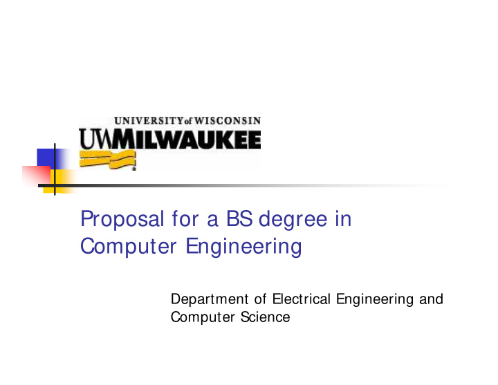proposal for a bs degree in computer engineering