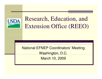 Research, Education, and  E t  Extension Office (REEO)  i  Offi  (REEO)  National EFNEP