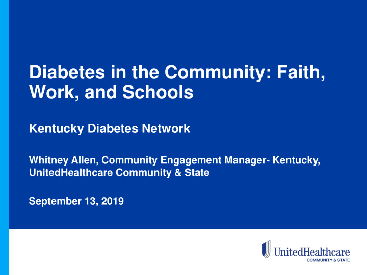 diabetes in the community faith work and schools