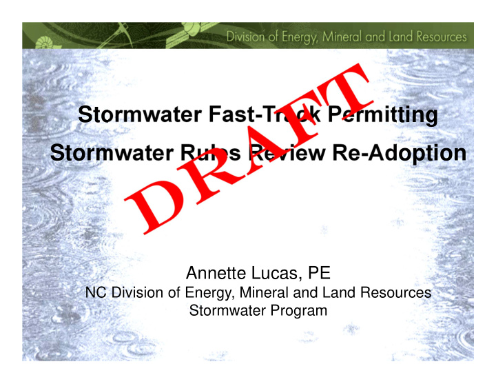 stormwater fast track permitting stormwater rules review
