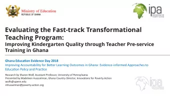 Evaluating the Fast-track Transformational  Teaching Program:  Improving Kindergarten Quality