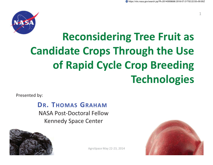 reconsidering tree fruit as candidate crops through the