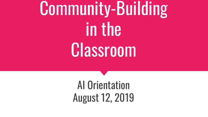 community building in the classroom