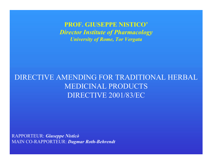 directive amending for traditional herbal medicinal