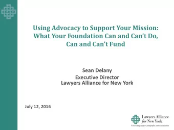 Can and Cant Fund  Sean Delany  Executive Director  Lawyers Alliance for New York  July 12, 2016