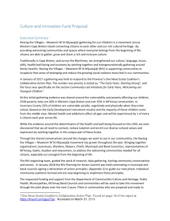 Culture and Innovation Fund Proposal  Executive Summary  Raising the Villages  Mawiomi WJit