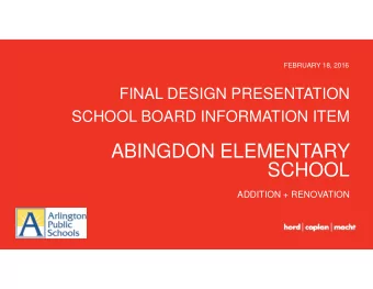 v  ABINGDON ELEMENTARY  SCHOOL  ADDITION + RENOVATION  Agenda  01 Project Introduction  02