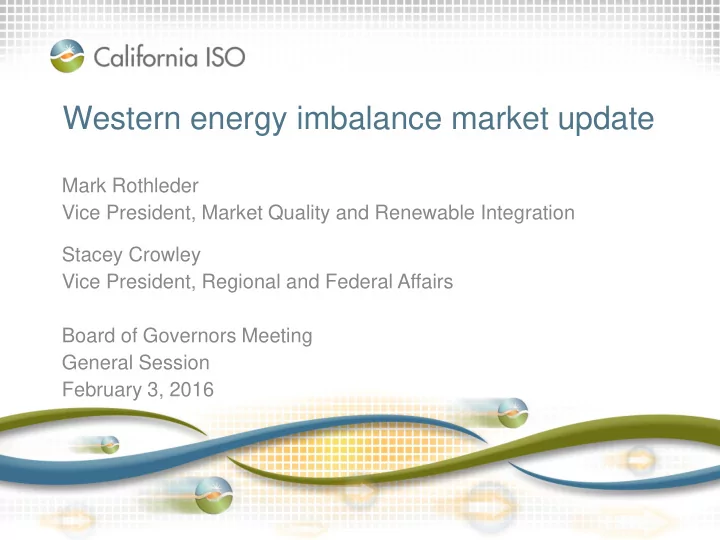 western energy imbalance market update
