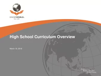 High School Curriculum Overview  March 19, 2016  Cambridge IGCSE  International General Certificate