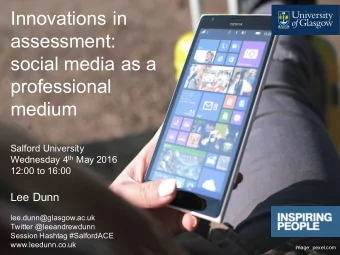 Innovations in  assessment:  social media as a  professional  medium  Salford University Wednesday