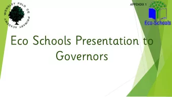Eco Schools Presentation to  Governors We are focusing on  Litter  Transport  School Grounds