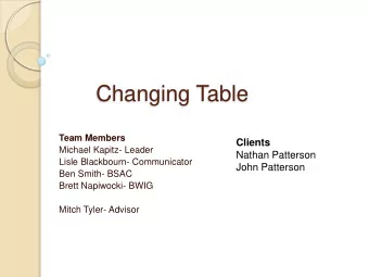 Changing Table  Team Members  Clients  Michael Kapitz- Leader  Nathan Patterson  Lisle Blackbourn-