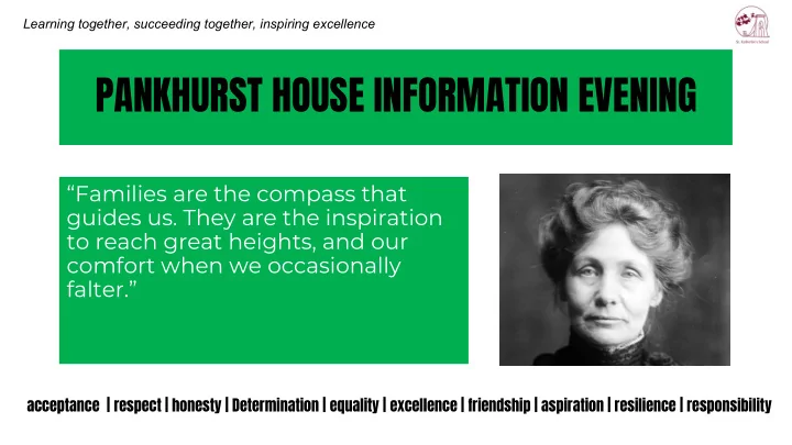 pankhurst house information evening