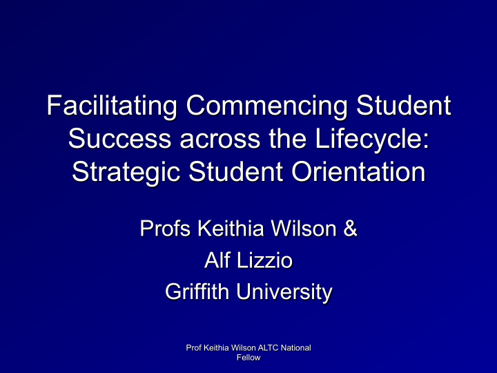 facilitating commencing student success across the
