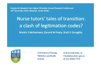Nurse tutors tales of transition:  Nurse tutors tales of transition:  a clash of legitimation