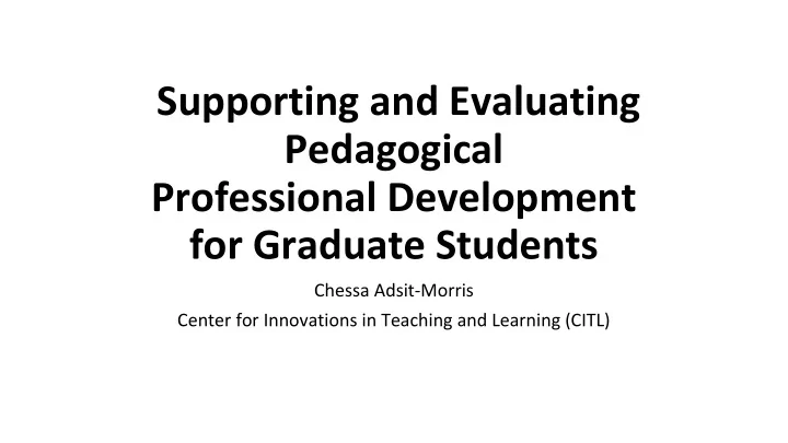 supporting and evaluating pedagogical professional