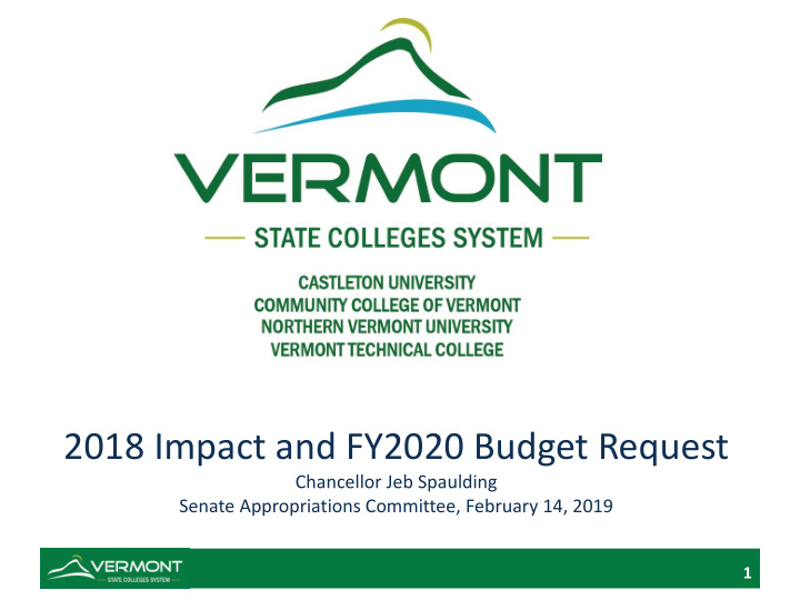 2018 impact and fy2020 budget request