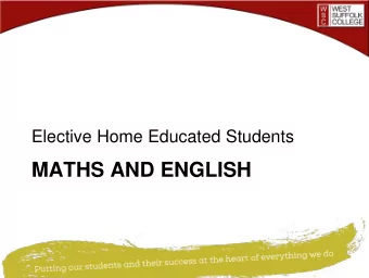 MATHS AND ENGLISH  The WSC Offer  Introductory Summer School  1 and 2 year progression programmes