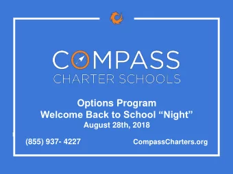 Options Program  Welcome Back to School Night  August 28th, 2018  (855) 937- 4227