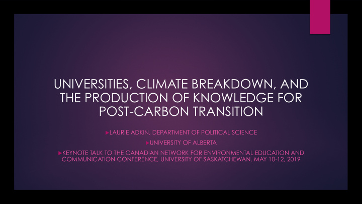 universities climate breakdown and the production of