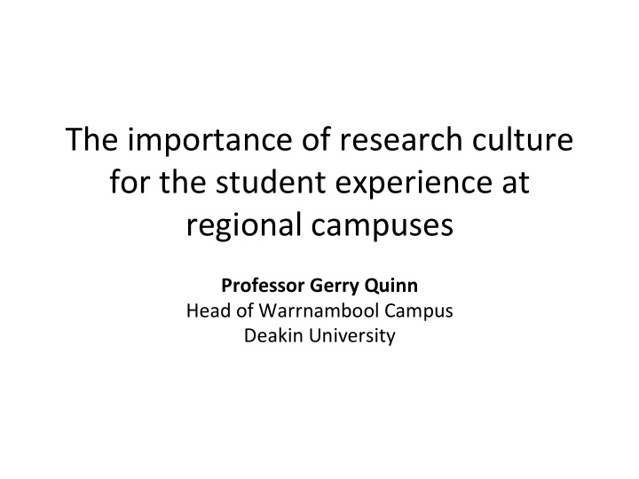 the importance of research culture for the student