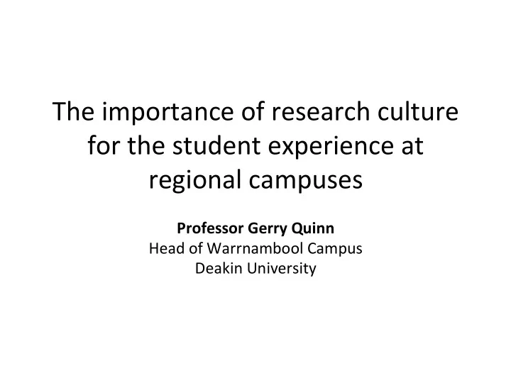 the importance of research culture for the student