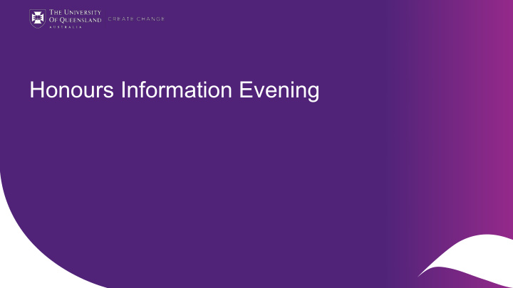 honours information evening welcome