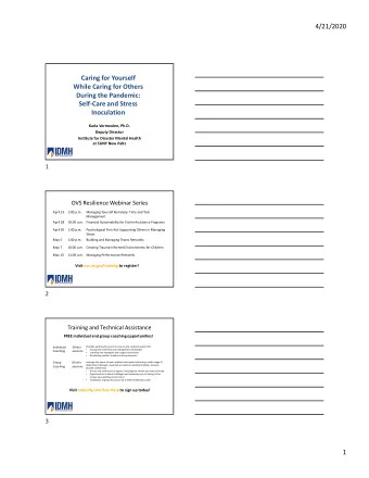 4/21/2020 Caring for Yourself While Caring for Others During the Pandemic: Self  Care and Stress