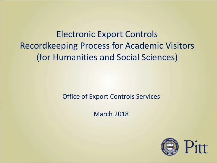 electronic export controls recordkeeping process for