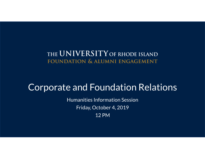 corporate and foundation relations