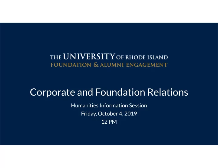 corporate and foundation relations