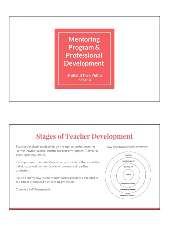 Mentoring  Program &amp;  Professional  Development  Midland Park Public  Schools  Stages of