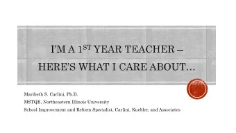 Maribeth S. Carlini, Ph.D.  MSTQE, Northeastern Illinois University  School Improvement and Reform