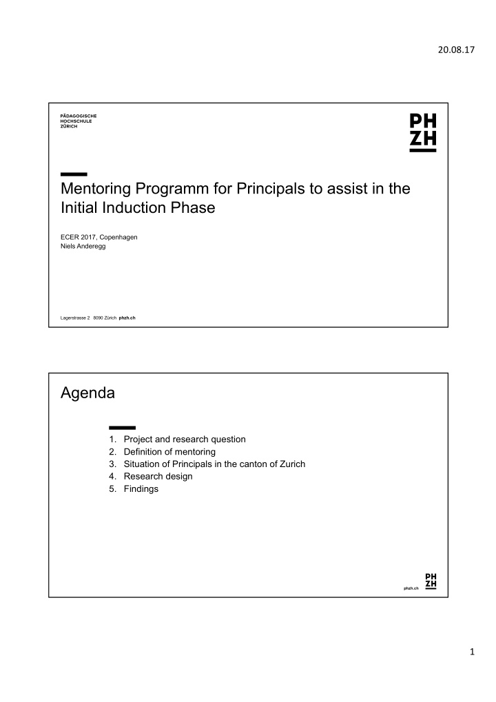 mentoring programm for principals to assist in the