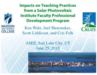 Impacts on Teaching Practices  from a Solar Photovoltaic  Institute Faculty Professional