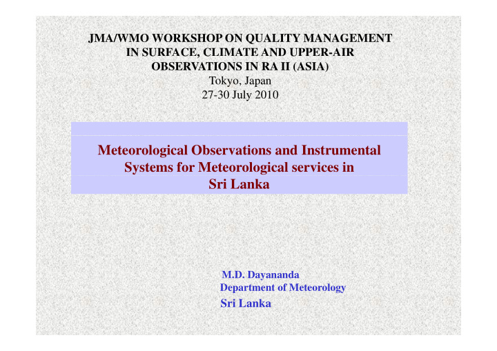 meteorological observations and instrumental systems for