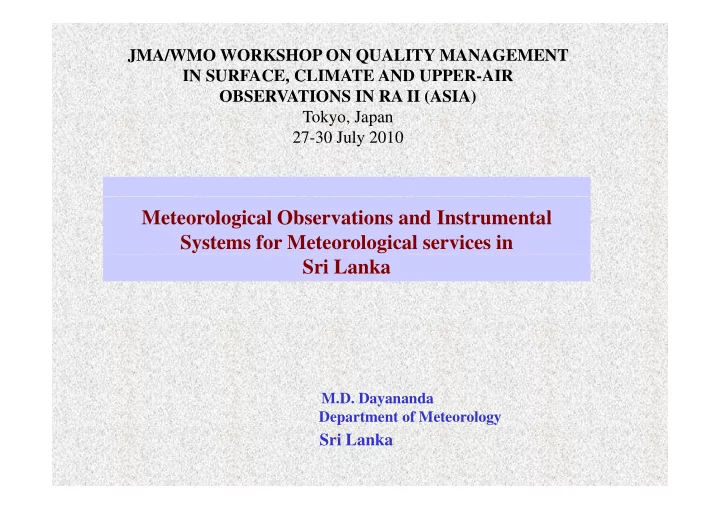 meteorological observations and instrumental systems for