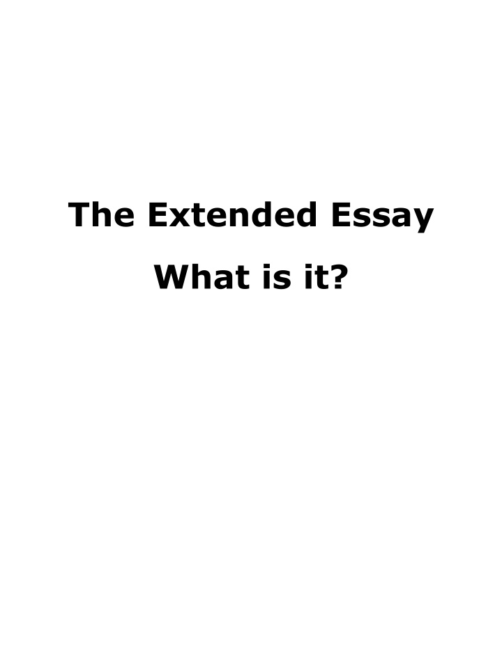 the extended essay what is it