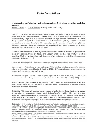 Poster Presentations  Understanding perfectionism and self-compassion: A structural equation