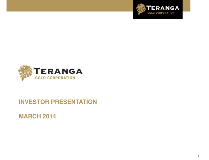 investor presentation march 2014