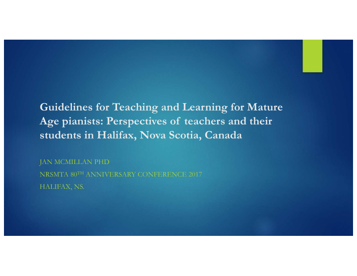 guidelines for teaching and learning for mature age