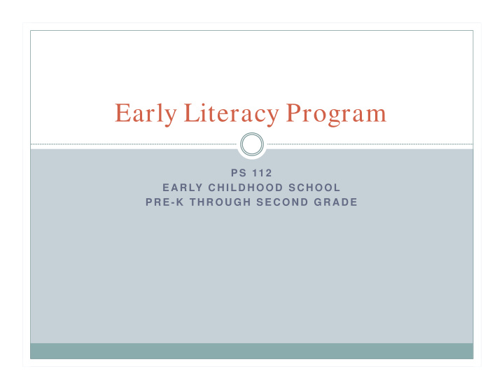 early literacy program